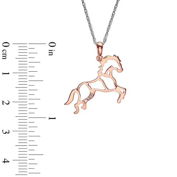 Natural Diamond Accent Stallion Horse Pendant in Rose IP Sterling Silver Goldia Necklaces Natural Diamond Accent Stallion Horse Pendant in Rose IP Sterling Silver Goldia Necklaces