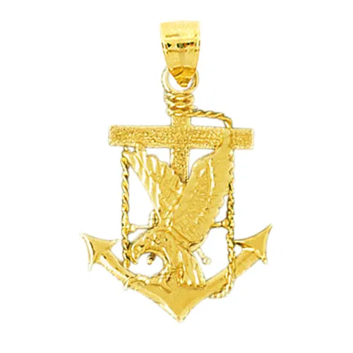 Necklaces 14K Gold Anchor Eagle and Cross Pendant Goldia