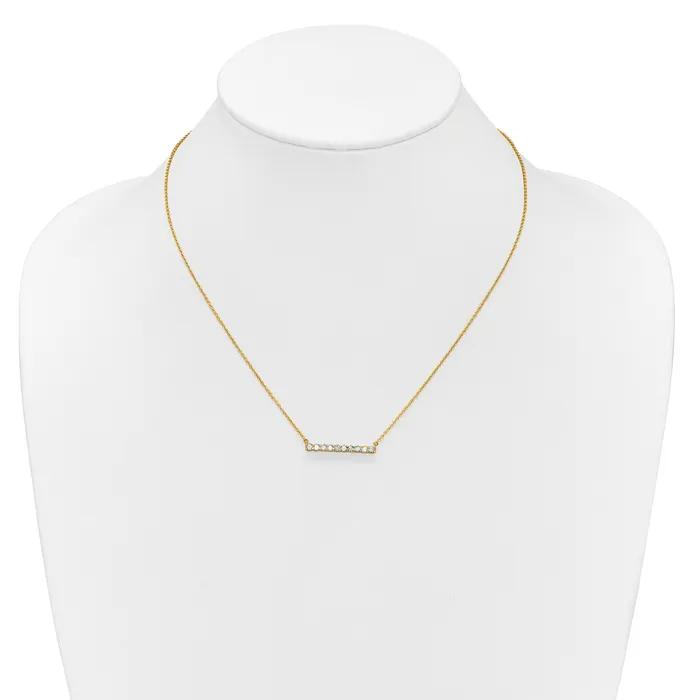 Necklaces 14k Yellow Gold 12 Ct Lab Grown Diamond VSSI G 18 inch Bar Necklace Goldia