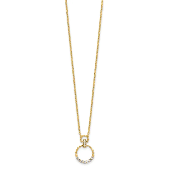 Necklaces 14k Yellow Gold 14 Ct Lab Grown Diamond VSSI G Circle 18 inch Pendant Necklace Goldia