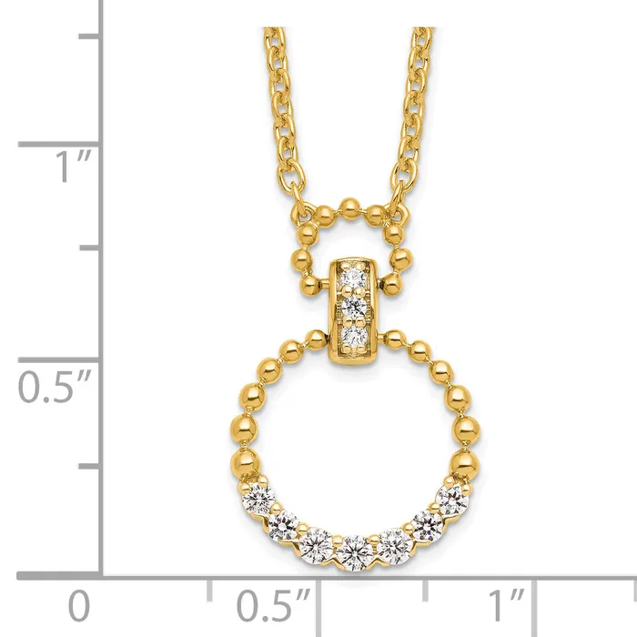 Necklaces 14k Yellow Gold 14 Ct Lab Grown Diamond VSSI G Circle 18 inch Pendant Necklace Goldia