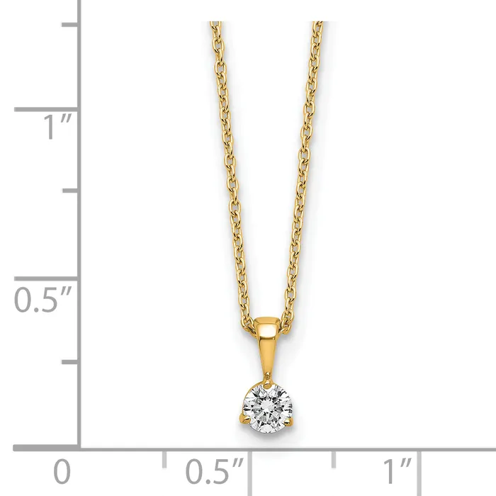 Necklaces 14k Yellow Gold 15 Ct Lab Grown Diamond VSSI G Three Prong 18 inch Solitare Pendant Necklace Goldia
