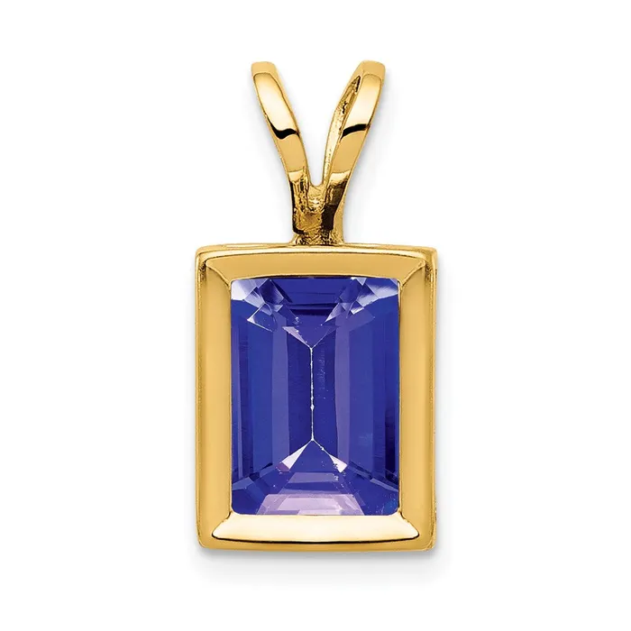 Necklaces 14k Yellow Gold 7x5mm Emerald Cut Tanzanite bezel pendant Goldia Necklaces 14k Yellow Gold 7x5mm Emerald Cut Tanzanite bezel pendant Goldia