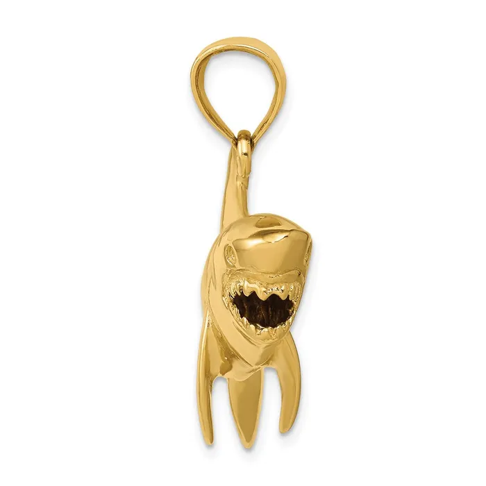 Necklaces 14k Yellow Gold Polished 3D Shark Pendant Goldia