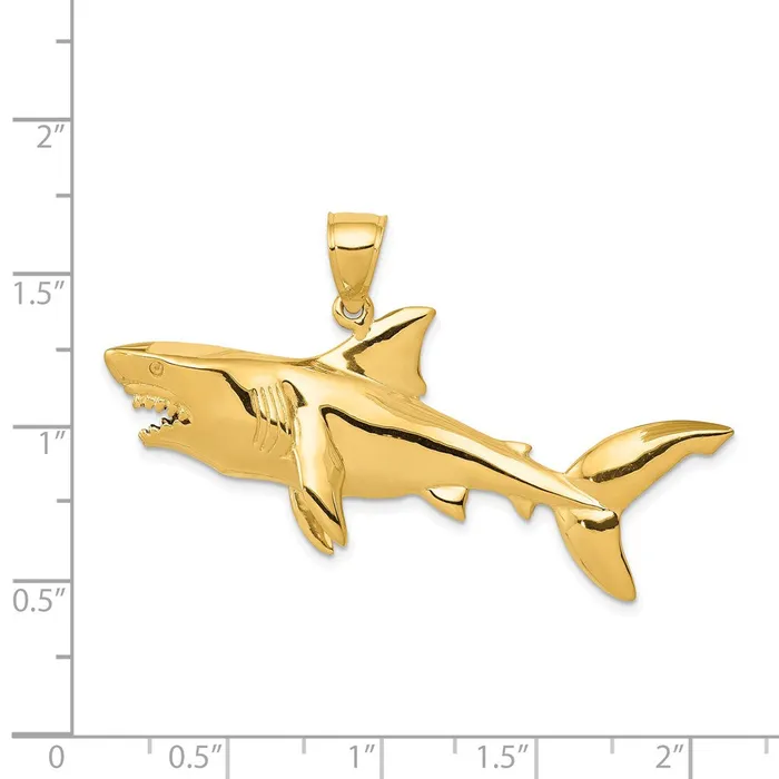 Necklaces 14k Yellow Gold Polished 3D Shark Pendant Goldia