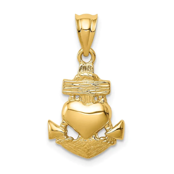 Necklaces 14k Yellow Gold Polished Anchor Heart Pendant Goldia