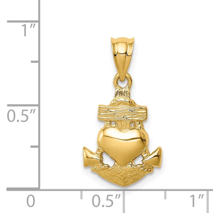 Necklaces 14k Yellow Gold Polished Anchor Heart Pendant Goldia