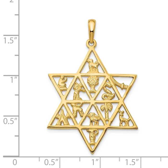 Necklaces 14k Yellow Gold Star Of David 12 Tribes Pendant Goldia