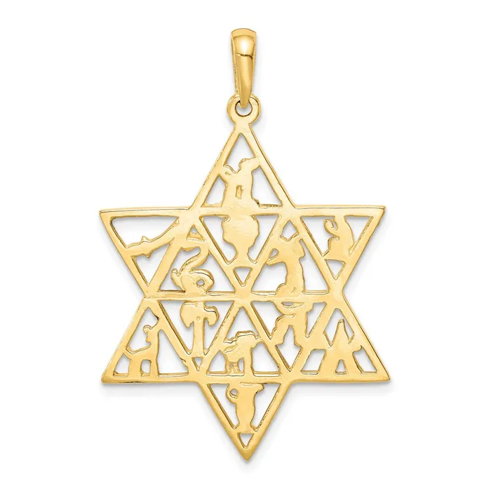 Necklaces 14k Yellow Gold Star Of David 12 Tribes Pendant Goldia