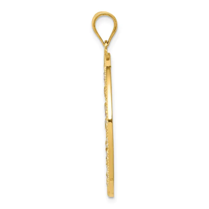 Necklaces 14k Yellow Rhodium Gold and Rhodium Diamondcut Circle Pendant Goldia