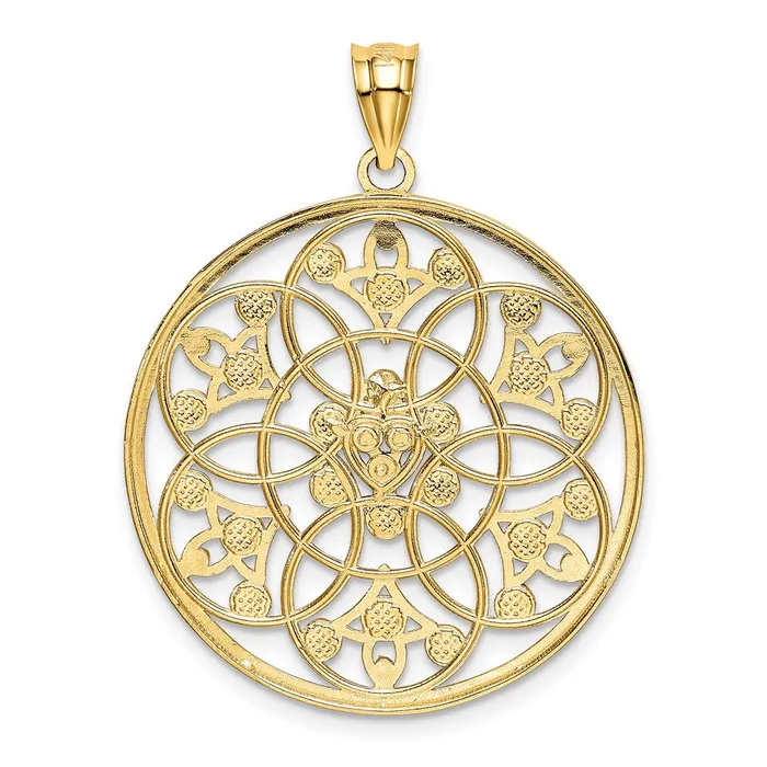 Necklaces 14k Yellow Rhodium Gold and Rhodium Diamondcut Circle Pendant Goldia