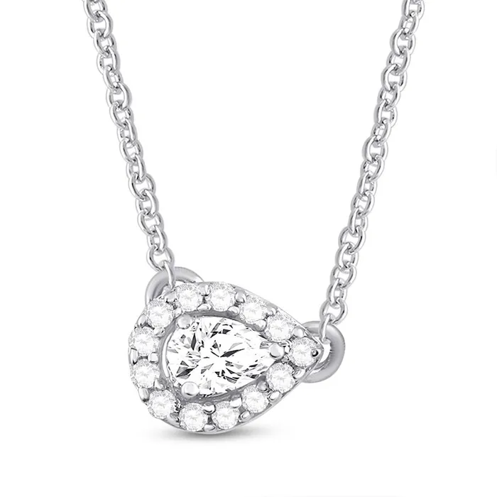 Necklaces gndatlanta 14k White Gold Pear Diamond Solitaire Necklace 16 Cttw Necklaces gndatlanta 14k White Gold Pear Diamond Solitaire Necklace 16 Cttw