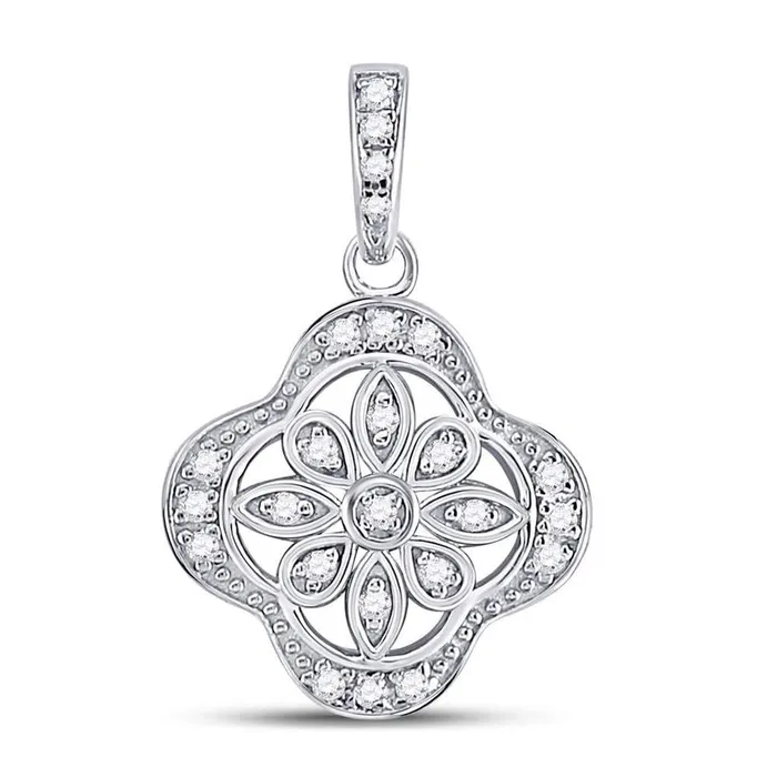 Necklaces gndatlanta Sterling Silver Round Diamond Starburst Fashion Pendant 110 Cttw