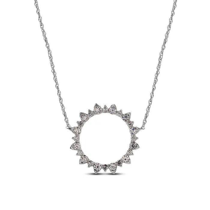 Necklaces Goldia 033 CT TW Natural Diamond Sunburst Outline Necklace in 10K White Gold Necklaces Goldia 033 CT TW Natural Diamond Sunburst Outline Necklace in 10K White Gold