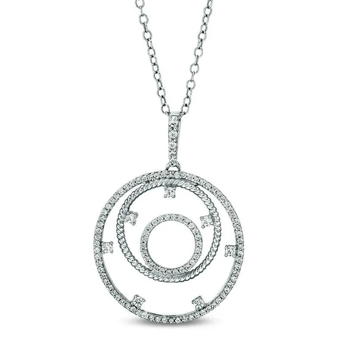 Necklaces Goldia 038 CT TW Natural Diamond Triple Open Circle Pendant in Sterling Silver Necklaces Goldia 038 CT TW Natural Diamond Triple Open Circle Pendant in Sterling Silver