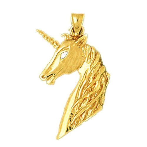 Necklaces Goldia 14K Gold 26MM Unicorn Head Pendant