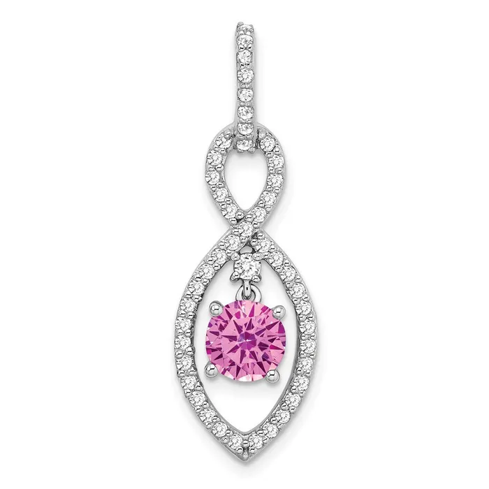 Necklaces Goldia 14k White Gold Created Pink Sapphire and Real Diamond Pendant Necklaces Goldia 14k White Gold Created Pink Sapphire and Real Diamond Pendant