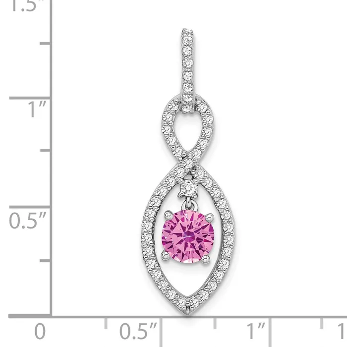 Necklaces Goldia 14k White Gold Created Pink Sapphire and Real Diamond Pendant