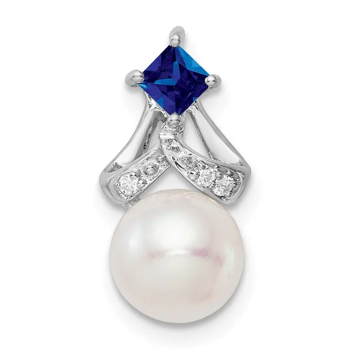 Necklaces Goldia 14k White Gold FWC Pearl Sapphire u0026 Real Diamond Chain Slide Necklaces Goldia 14k White Gold FWC Pearl Sapphire u0026 Real Diamond Chain Slide