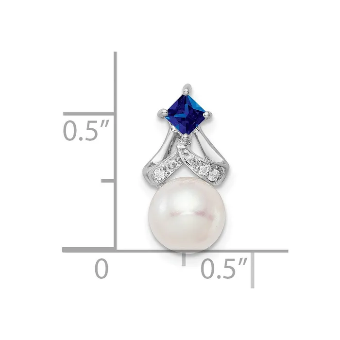 Necklaces Goldia 14k White Gold FWC Pearl Sapphire u0026 Real Diamond Chain Slide