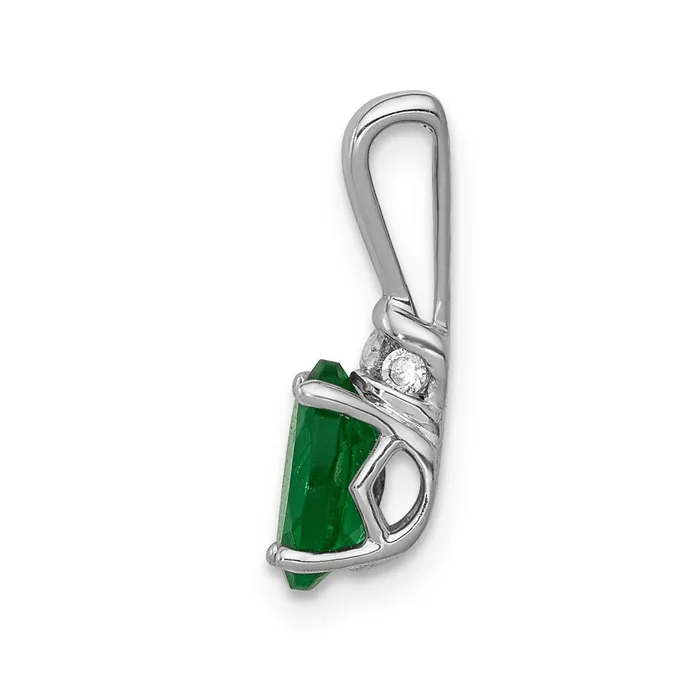 Necklaces Goldia 14k White Gold Real Diamond and Oval Emerald Pendant