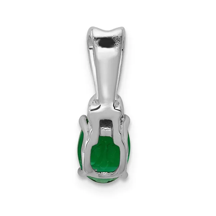 Necklaces Goldia 14k White Gold Real Diamond and Oval Emerald Pendant