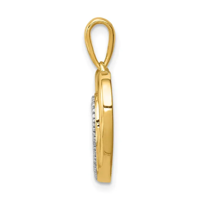 Necklaces Goldia 14K Yellow Gold 01ct Real Diamond and Rhodium Double Heart Pendant