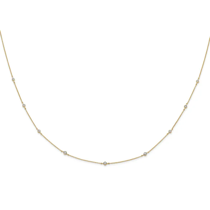 Necklaces Goldia 14k Yellow Gold 12 Ct Lab Grown Diamond VSSI G Nine Station 18 inch Necklace