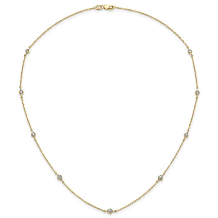 Necklaces Goldia 14k Yellow Gold 12 Ct Lab Grown Diamond VSSI G Nine Station 18 inch Necklace