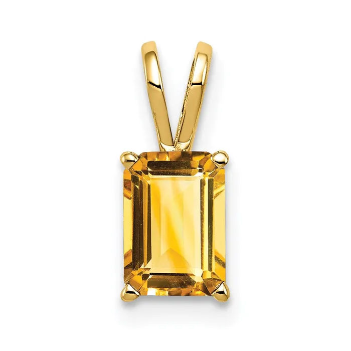 Necklaces Goldia 14K Yellow Gold 7x5mm Emerald Cut Citrine pendant