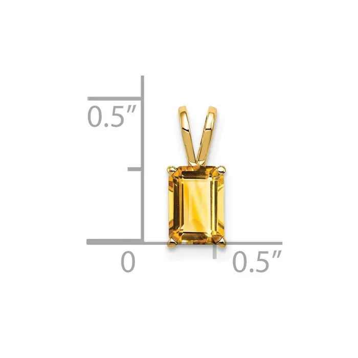 Necklaces Goldia 14K Yellow Gold 7x5mm Emerald Cut Citrine pendant
