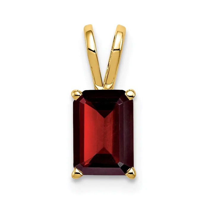Necklaces Goldia 14K Yellow Gold 8x6mm Emerald Cut Garnet pendant