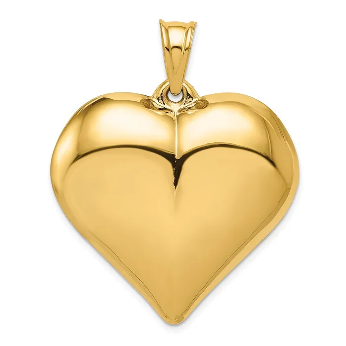 Necklaces Goldia 14k Yellow Gold Polished 3D Large Puffed Heart Pendant