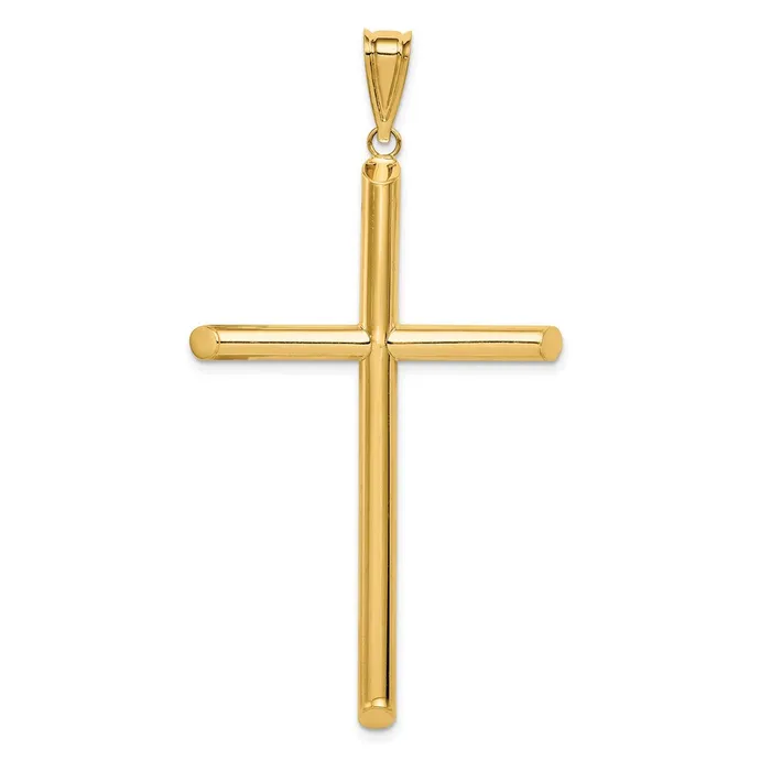 Necklaces Goldia 14k Yellow Gold Polished Tube Cross Pendant