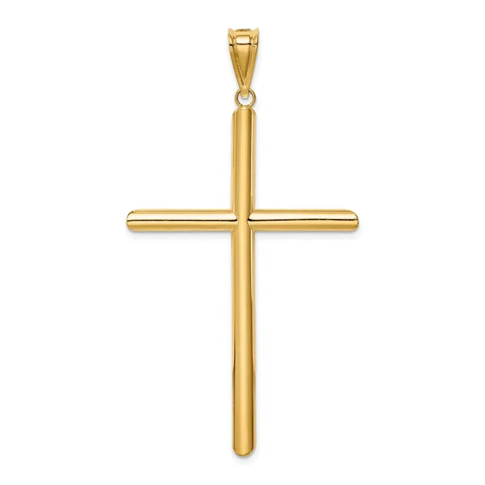 Necklaces Goldia 14k Yellow Gold Polished Tube Cross Pendant