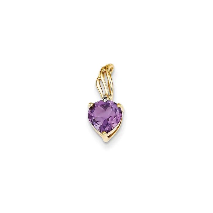 Necklaces Goldia 14K Yellow Gold Real Diamond and Amethyst Heart Pendant