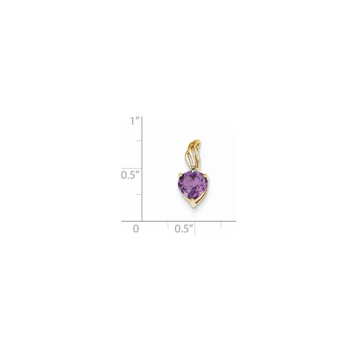 Necklaces Goldia 14K Yellow Gold Real Diamond and Amethyst Heart Pendant