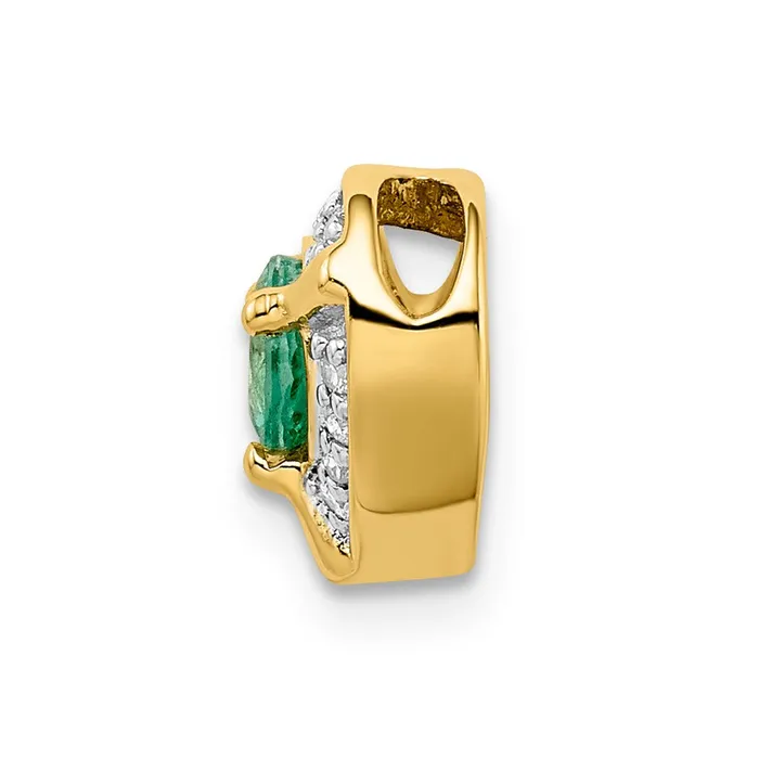 Necklaces Goldia 14K Yellow Gold Real Diamond and Emerald Fancy Heart Pendant