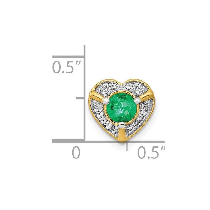 Necklaces Goldia 14K Yellow Gold Real Diamond and Emerald Fancy Heart Pendant