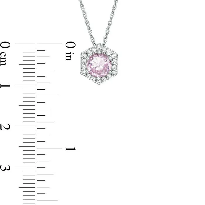 Necklaces Goldia 60mm LabCreated Pink and White Sapphire Hexagon Frame Pendant in Sterling Silver Necklaces Goldia 60mm LabCreated Pink and White Sapphire Hexagon Frame Pendant in Sterling Silver