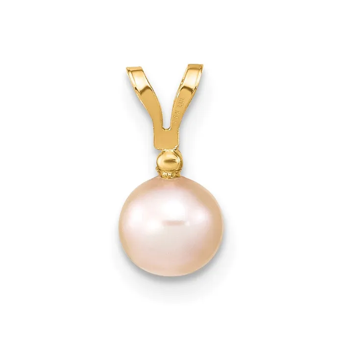 Necklaces Goldiacom 14k 5 6mm Round Pink Freshwater Cultured Pearl Diamond Pendant