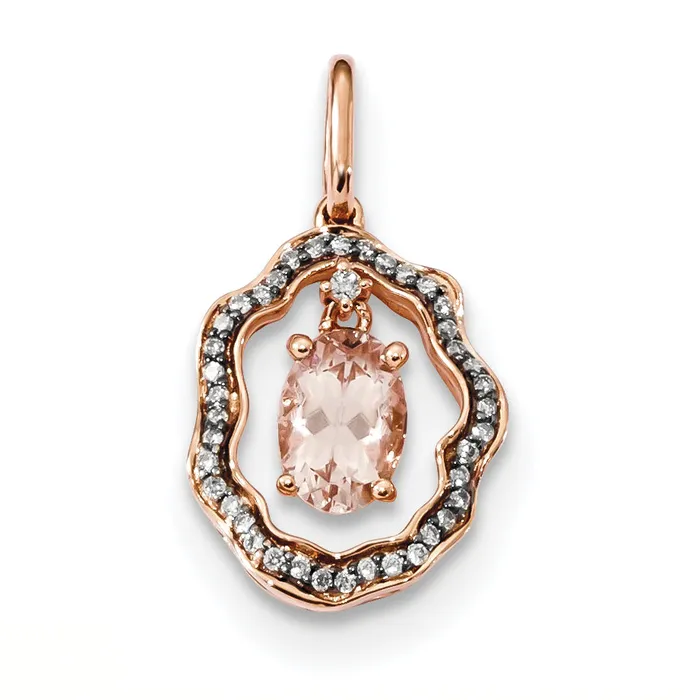 Necklaces Goldiacom 14k Rose Gold with Morganite and Diamond Pendant
