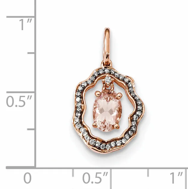 Necklaces Goldiacom 14k Rose Gold with Morganite and Diamond Pendant