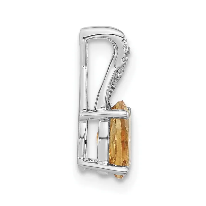Necklaces Goldia Solid 14k White Gold Oval Simulated Citrine and CZ Pendant Necklaces Goldia Solid 14k White Gold Oval Simulated Citrine and CZ Pendant