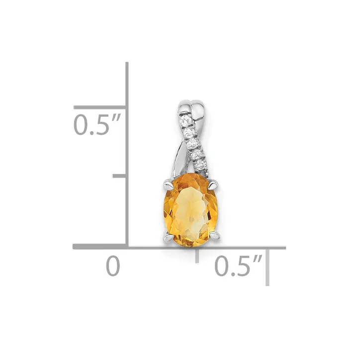 Necklaces Goldia Solid 14k White Gold Oval Simulated Citrine and CZ Pendant Necklaces Goldia Solid 14k White Gold Oval Simulated Citrine and CZ Pendant