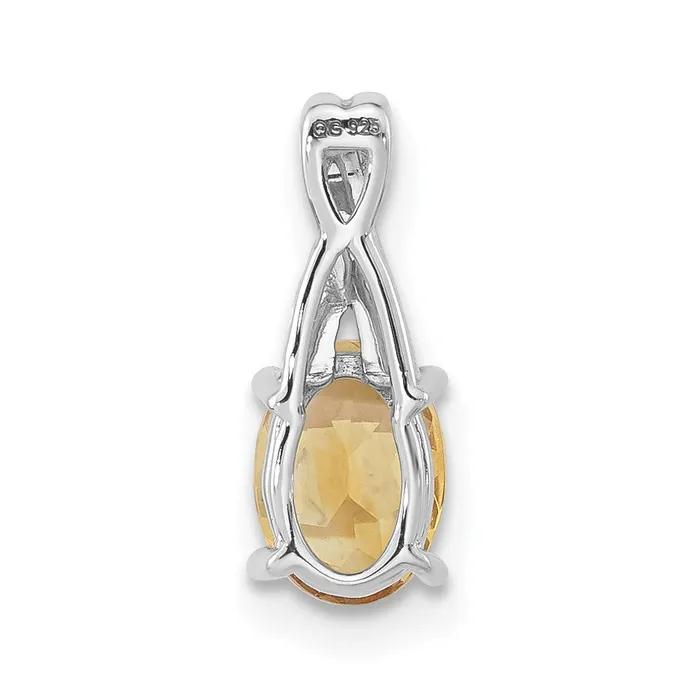 Necklaces Goldia Solid 14k White Gold Oval Simulated Citrine and CZ Pendant Necklaces Goldia Solid 14k White Gold Oval Simulated Citrine and CZ Pendant