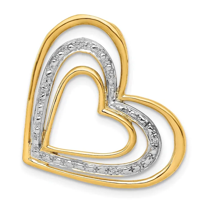 Necklaces Goldia Solid 14k Yellow Gold 01ct Simulated CZ and Rhodium Triple Heart Chain Slide Necklaces Goldia Solid 14k Yellow Gold 01ct Simulated CZ and Rhodium Triple Heart Chain Slide