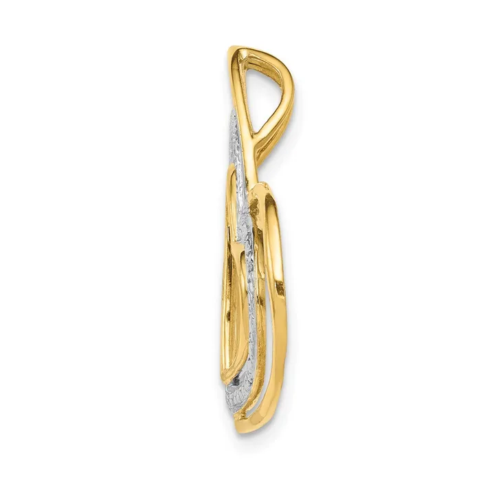 Necklaces Goldia Solid 14k Yellow Gold 01ct Simulated CZ and Rhodium Triple Heart Chain Slide