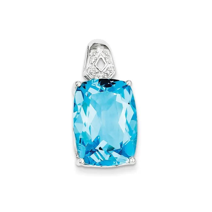Necklaces Goldia Sterling Silver Blue Topaz and Diamond Pendant