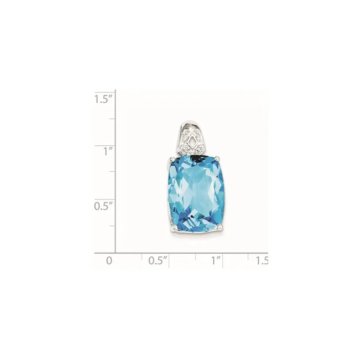 Necklaces Goldia Sterling Silver Blue Topaz and Diamond Pendant